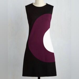 Mademoiselle YeYe 22 Peggy Dress Black Purple White Small Mod 60s Inspired